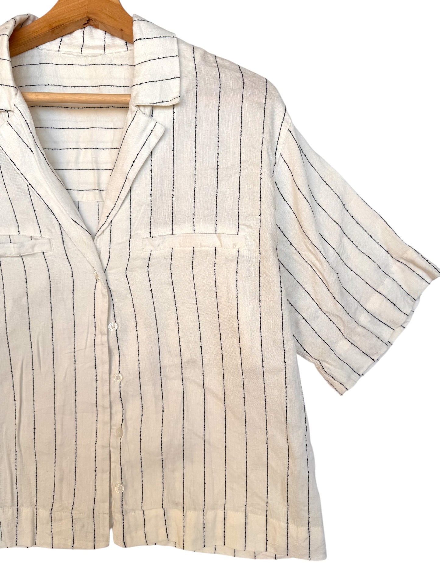 White Linen-Blend Striped Top – Effortlessly Chic