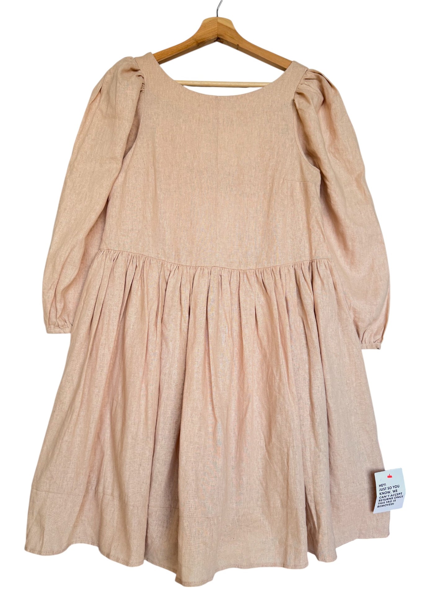Beige Peach BabyDoll Boho Smock Dress – Effortless & Chic