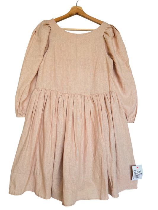 Beige Peach BabyDoll Boho Smock Dress – Effortless & Chic