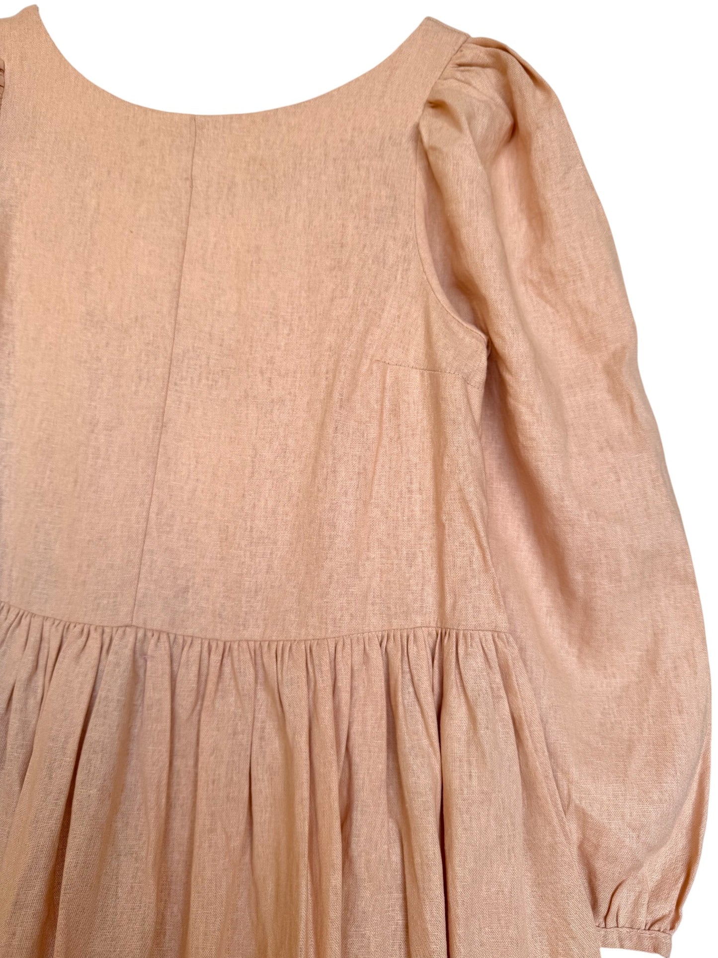 Beige Peach BabyDoll Boho Smock Dress – Effortless & Chic