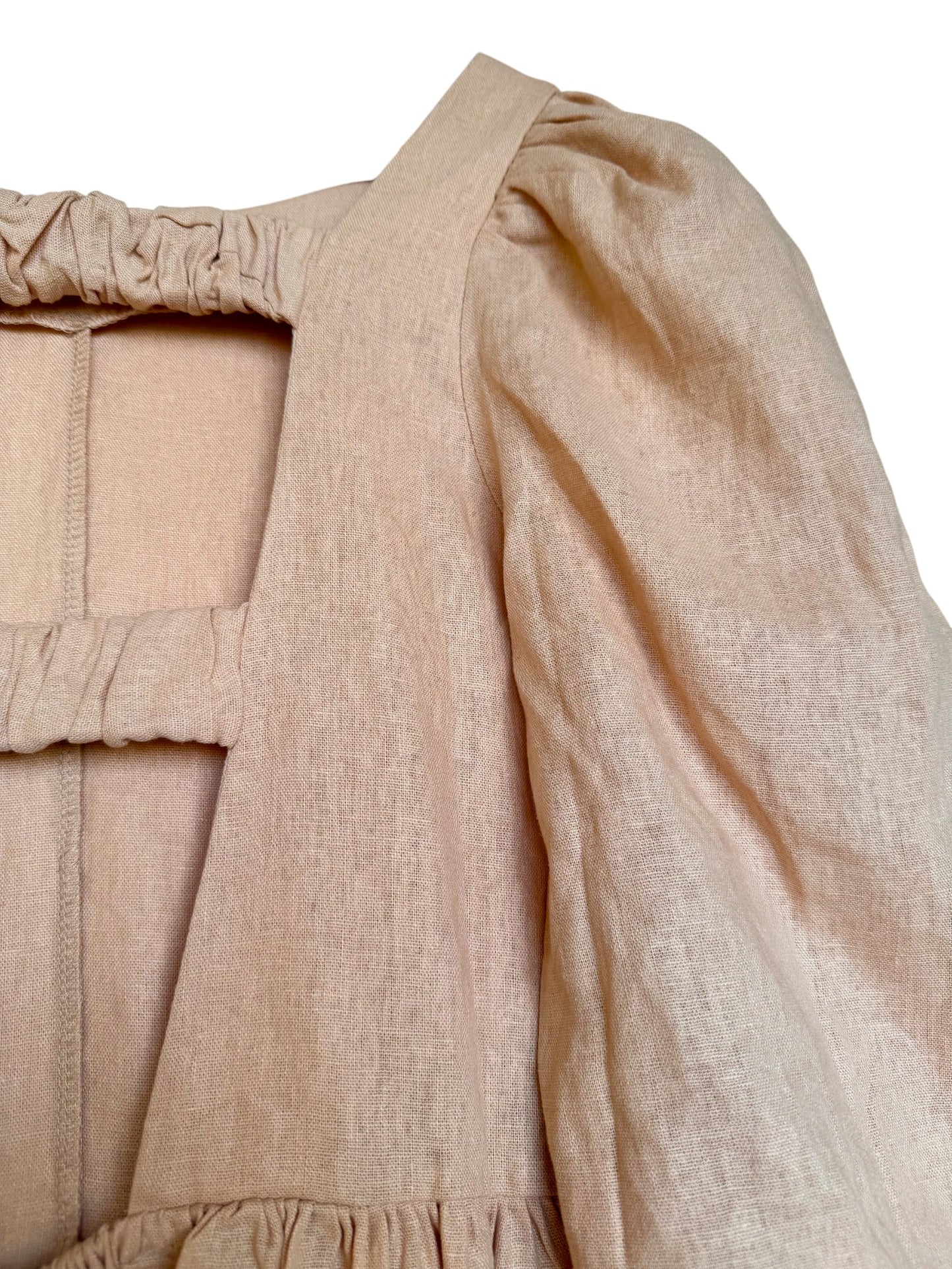 Beige Peach BabyDoll Boho Smock Dress – Effortless & Chic