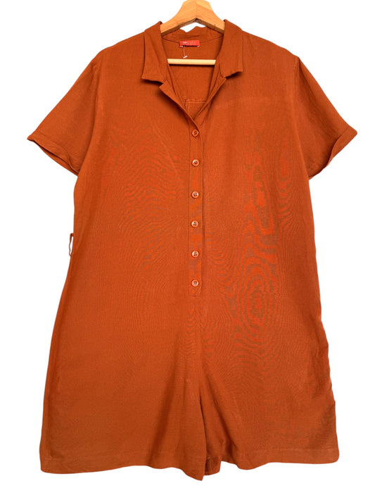 Terracotta Button-Down Collared Jumpsuit