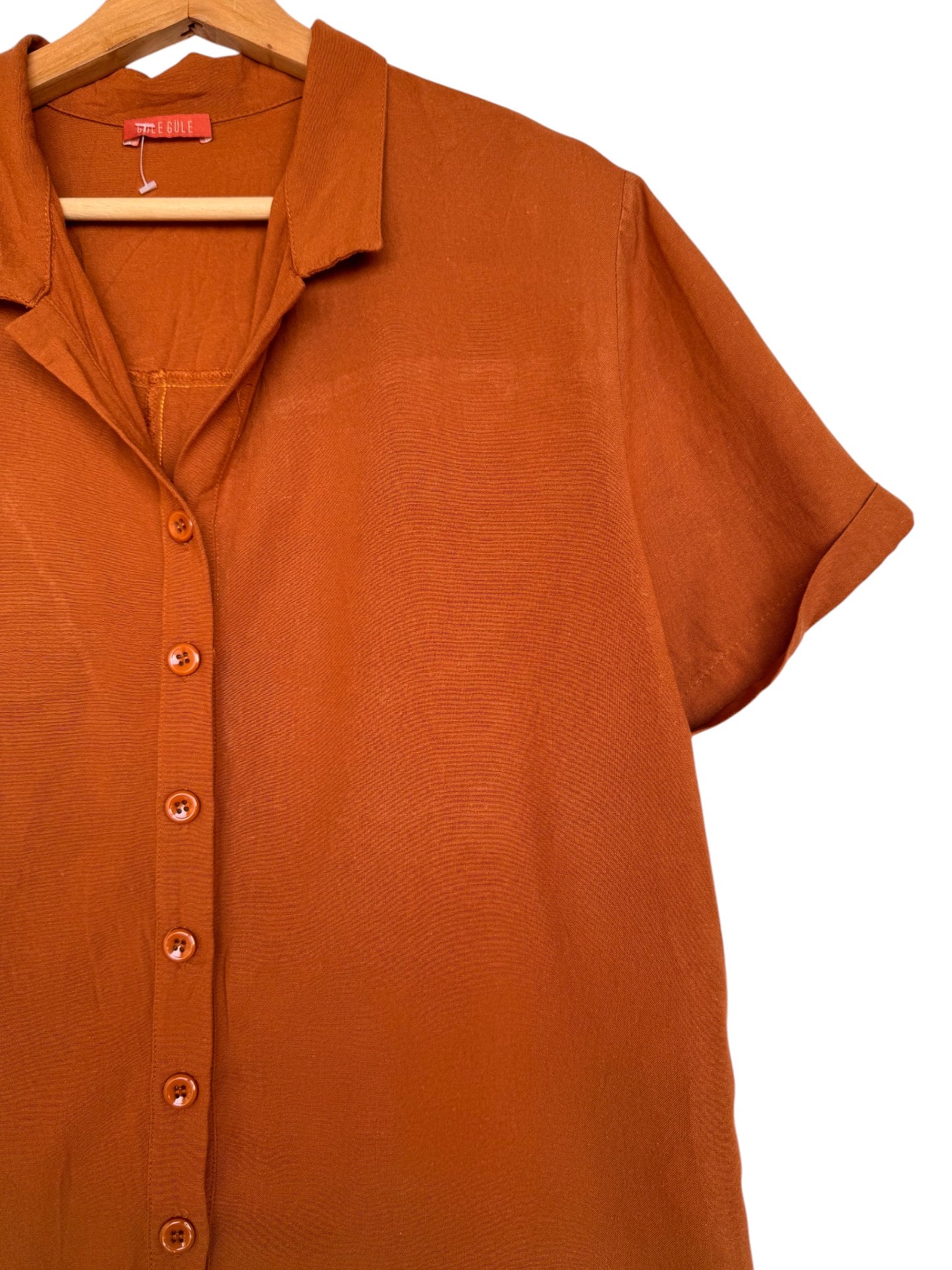 Terracotta Button-Down Collared Jumpsuit