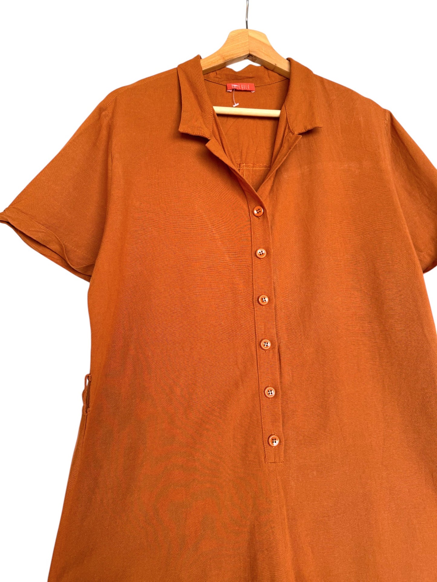 Terracotta Button-Down Collared Jumpsuit