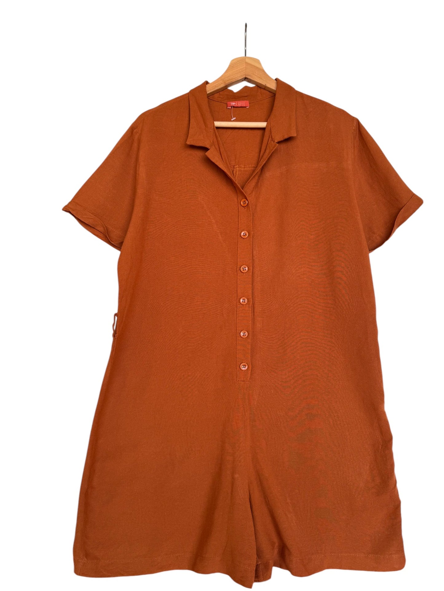Terracotta Button-Down Collared Jumpsuit