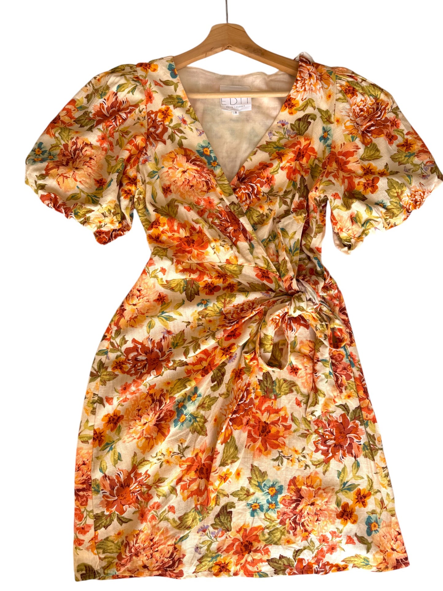 EDIT White Closet Yellow Floral Mini Wrap Dress – Chic & Feminine