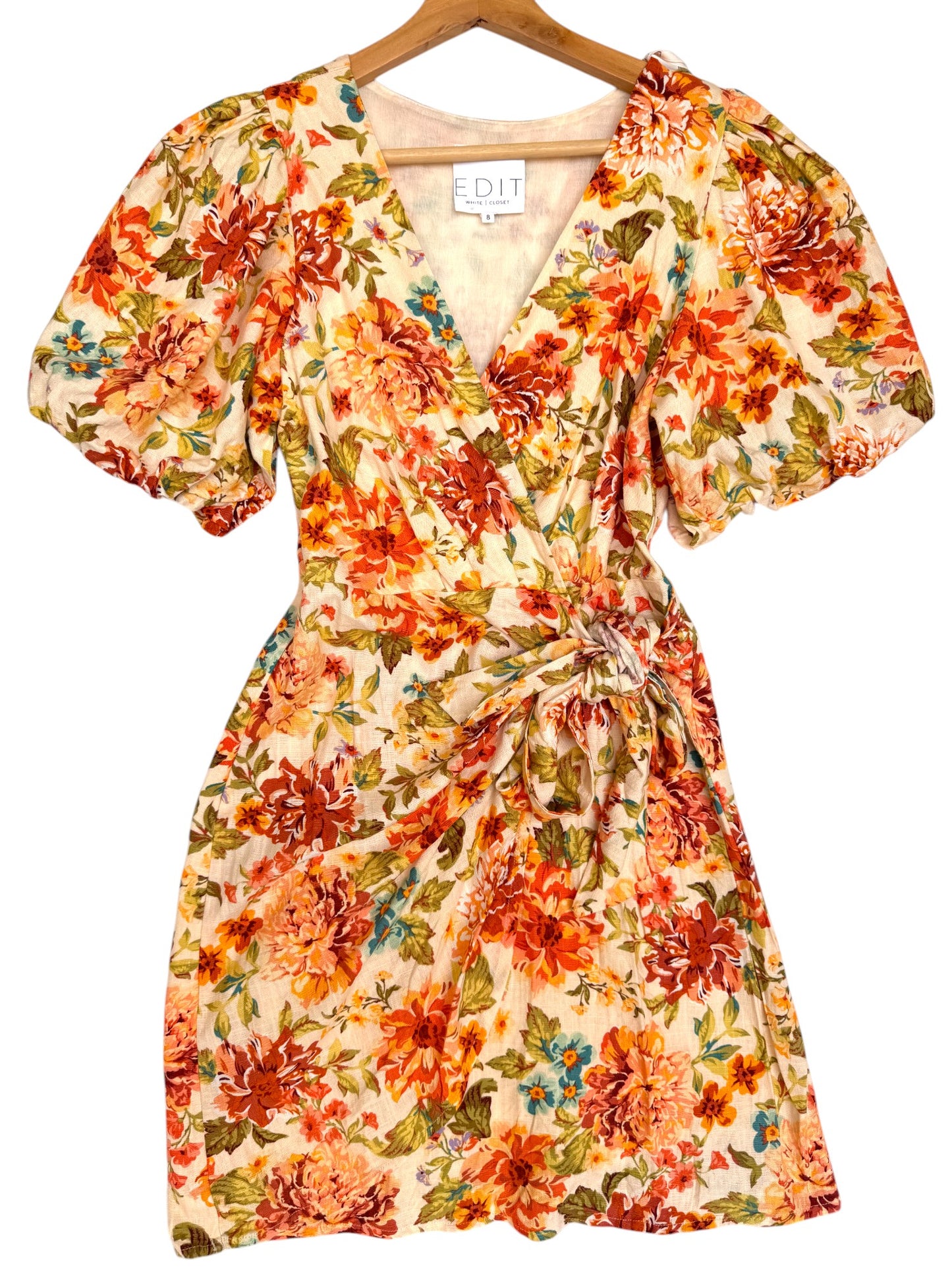 EDIT White Closet Yellow Floral Mini Wrap Dress – Chic & Feminine