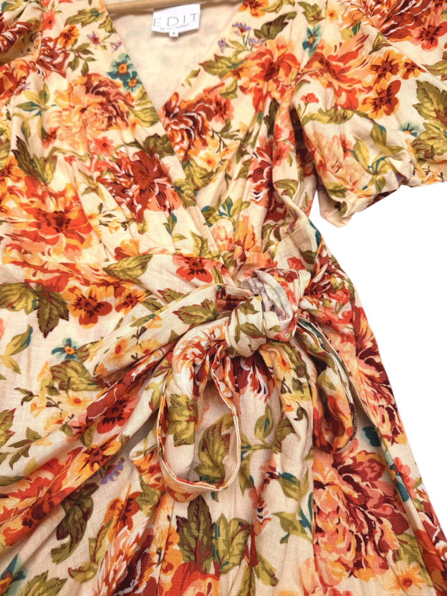 EDIT White Closet Yellow Floral Mini Wrap Dress – Chic & Feminine