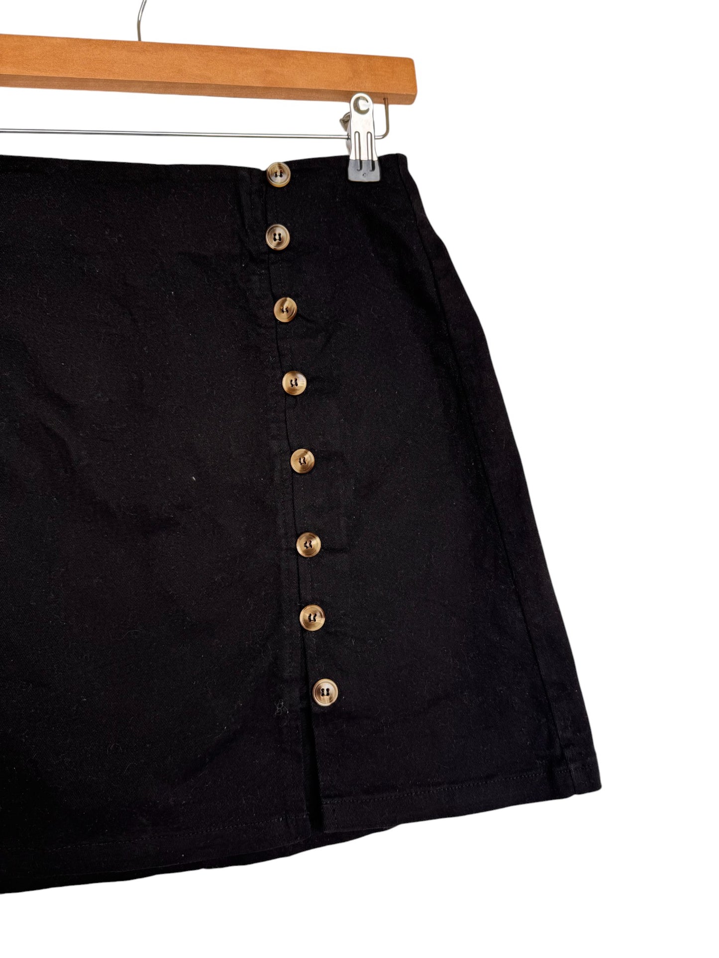 Dotti Black Side-Button Denim Skirt – Timeless & Chic