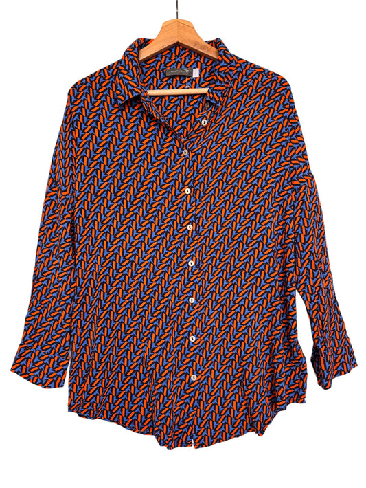 Mint Velvet Geometric Print Shirt Blouse – Orange & Blue