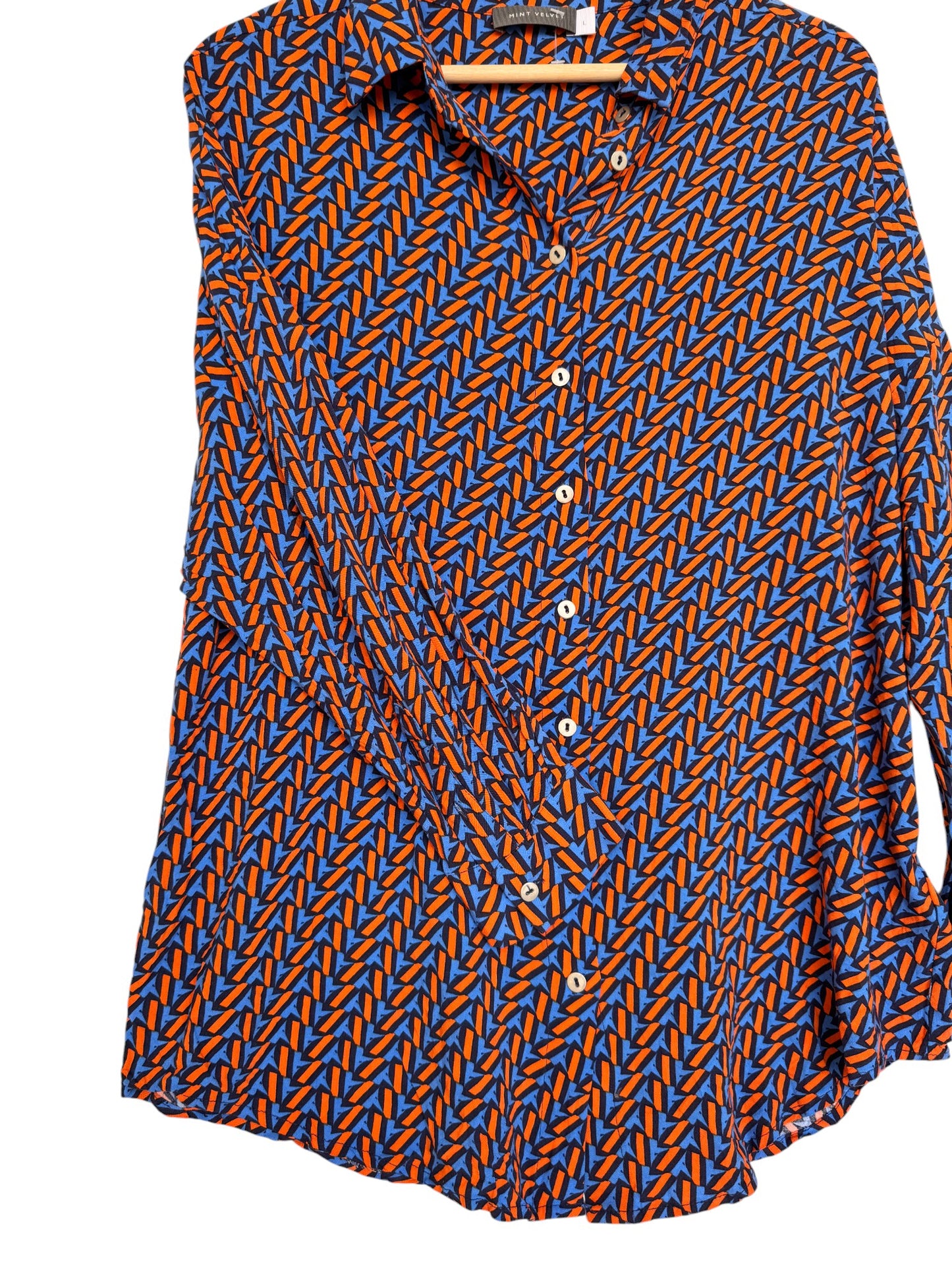 Mint Velvet Geometric Print Shirt Blouse – Orange & Blue