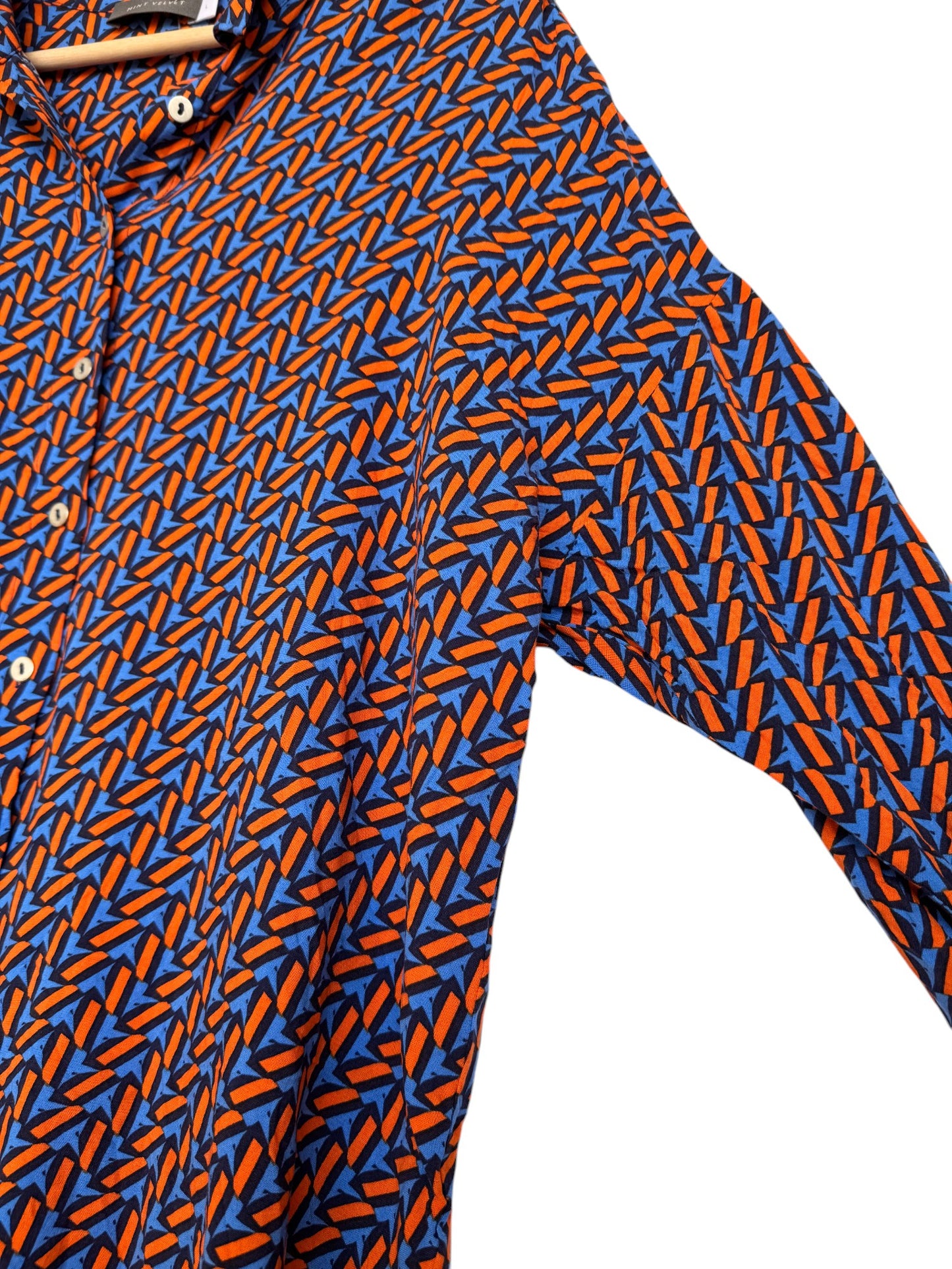 Mint Velvet Geometric Print Shirt Blouse – Orange & Blue