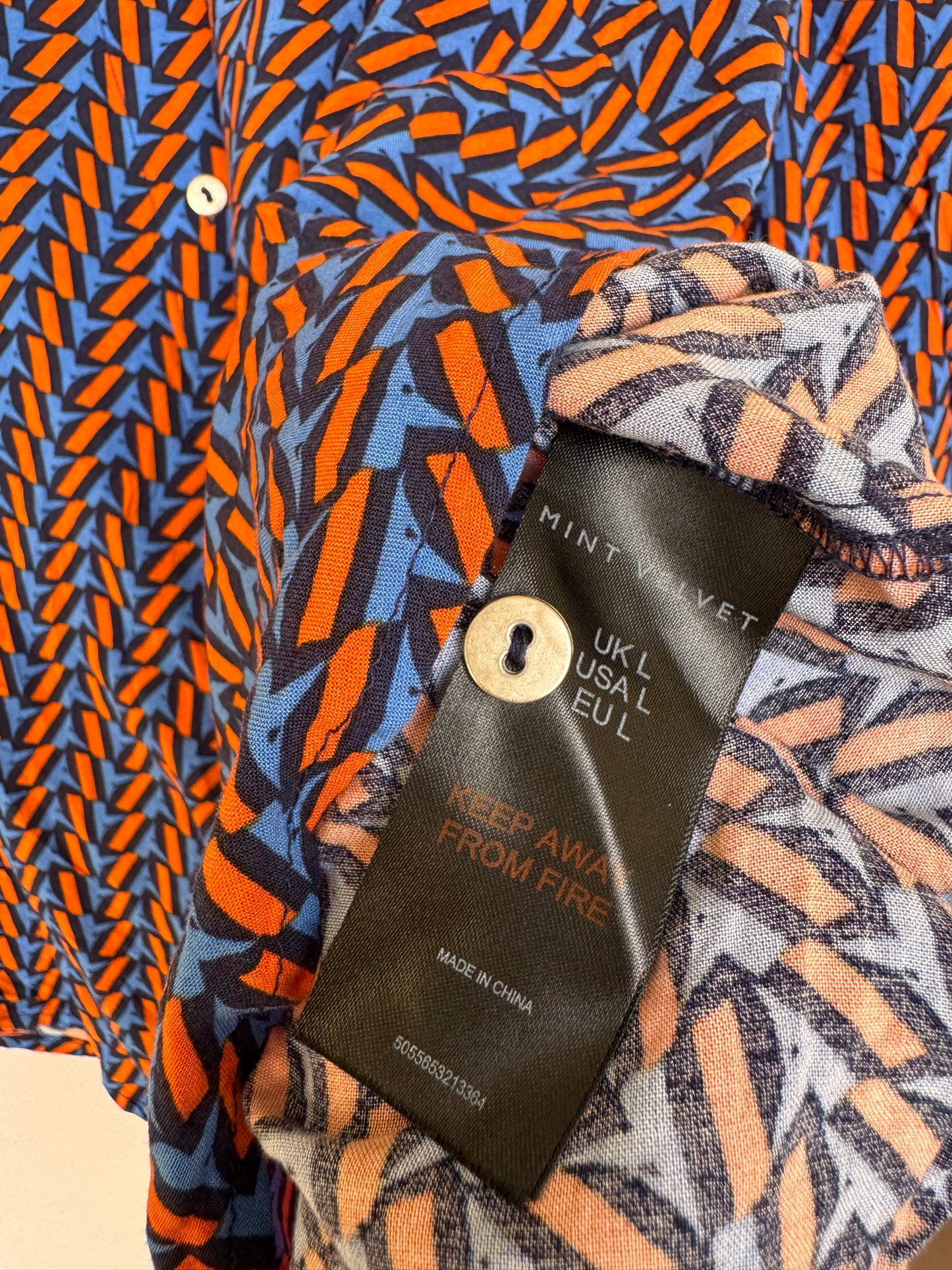 Mint Velvet Geometric Print Shirt Blouse – Orange & Blue