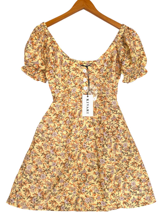 KIVARI Yellow Floral Mini Dress – New with Tags