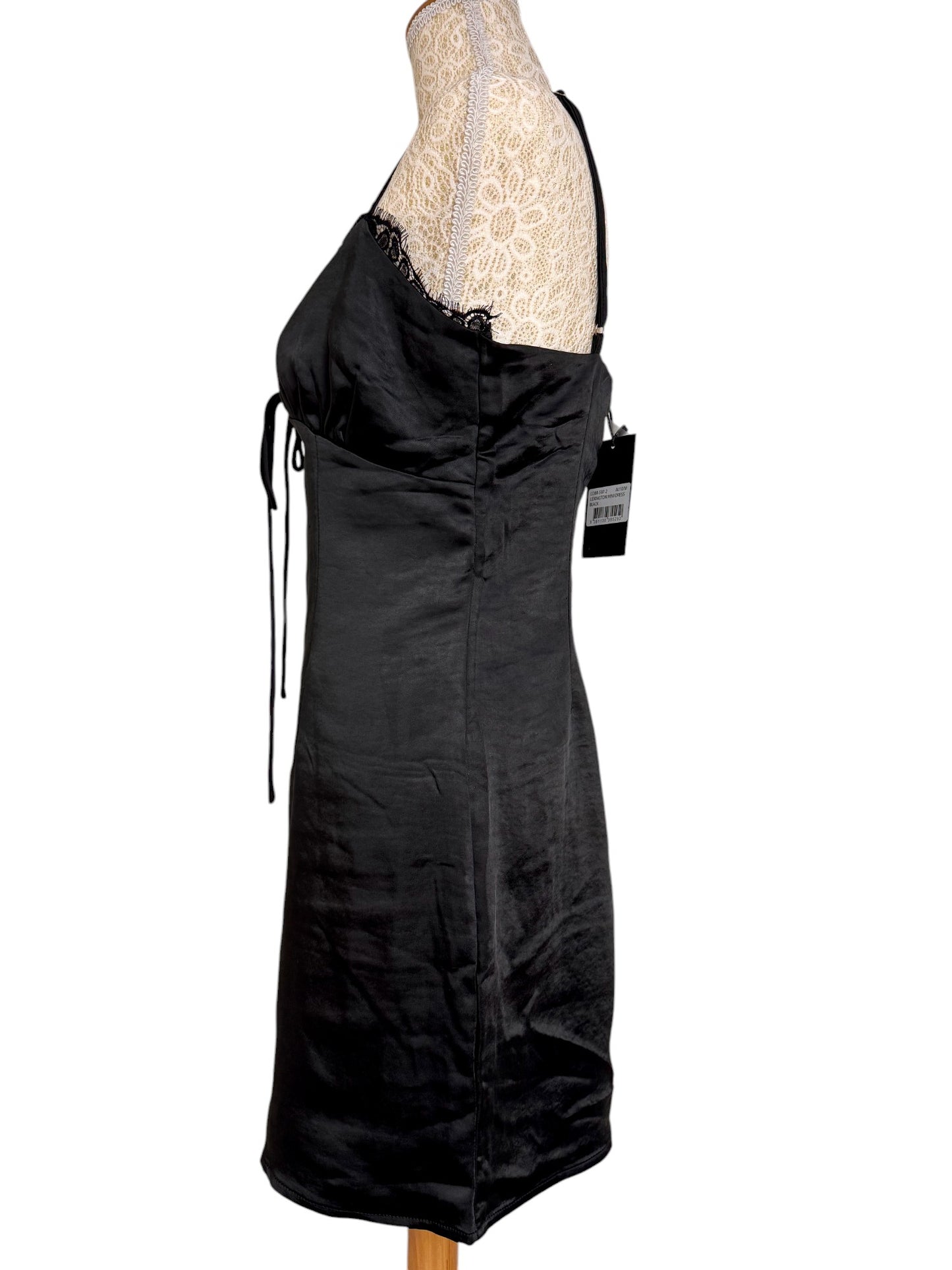 Romantic Black Lace-Trimmed Camisole Dress by Lioness