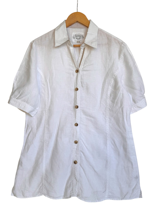 Katestorm White 100% Linen Button-Down Shirt – Oversized & Breezy Summer Staple