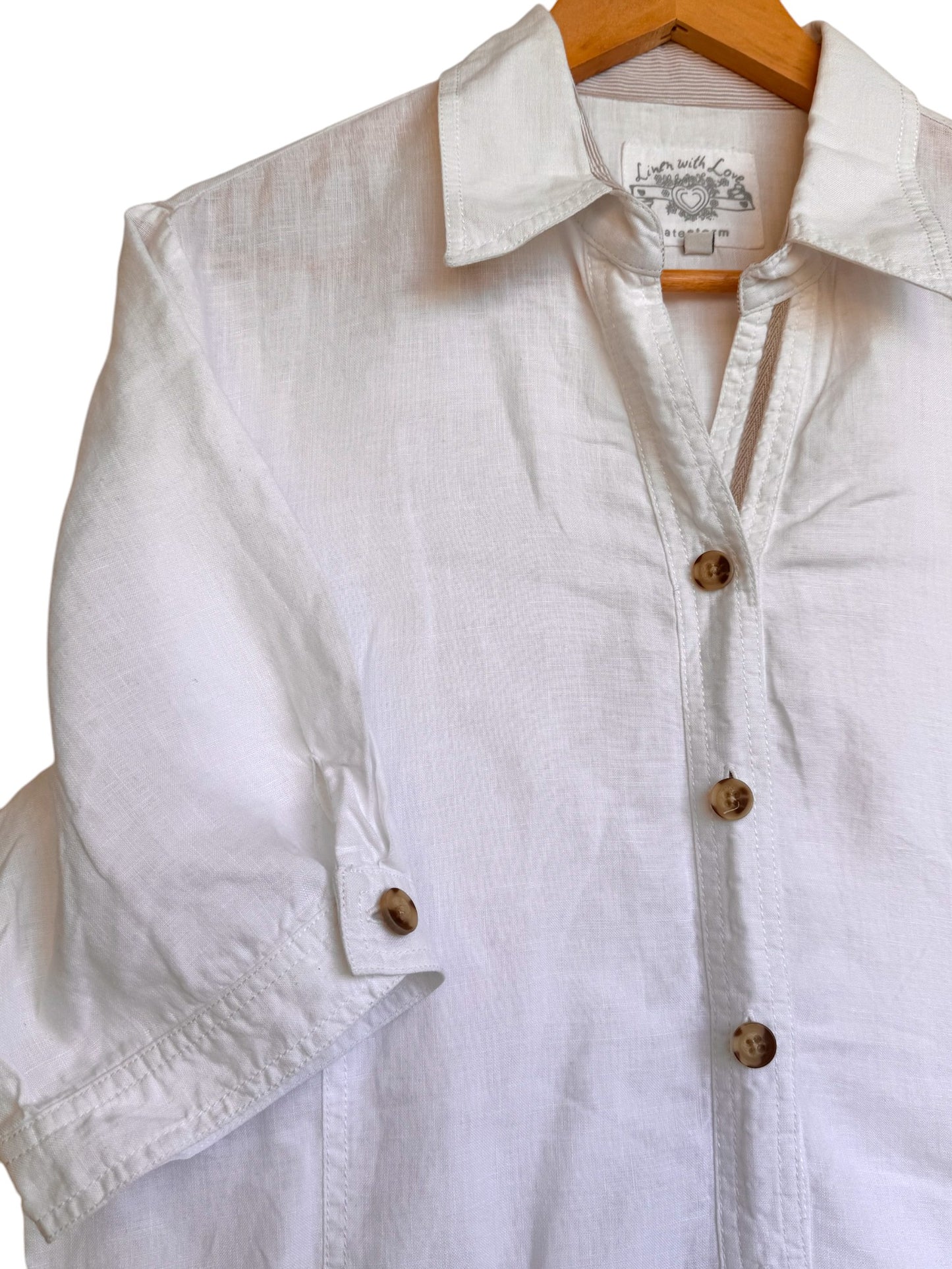 Katestorm White 100% Linen Button-Down Shirt – Oversized & Breezy Summer Staple