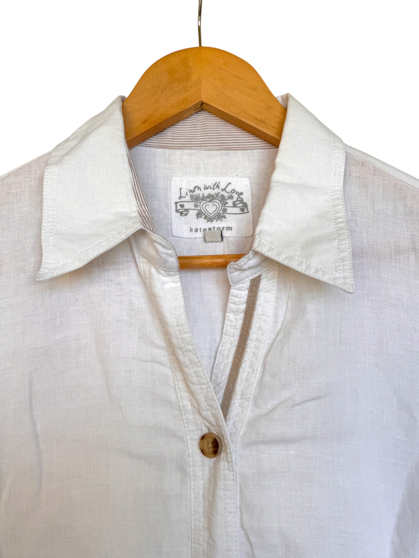 Katestorm White 100% Linen Button-Down Shirt – Oversized & Breezy Summer Staple