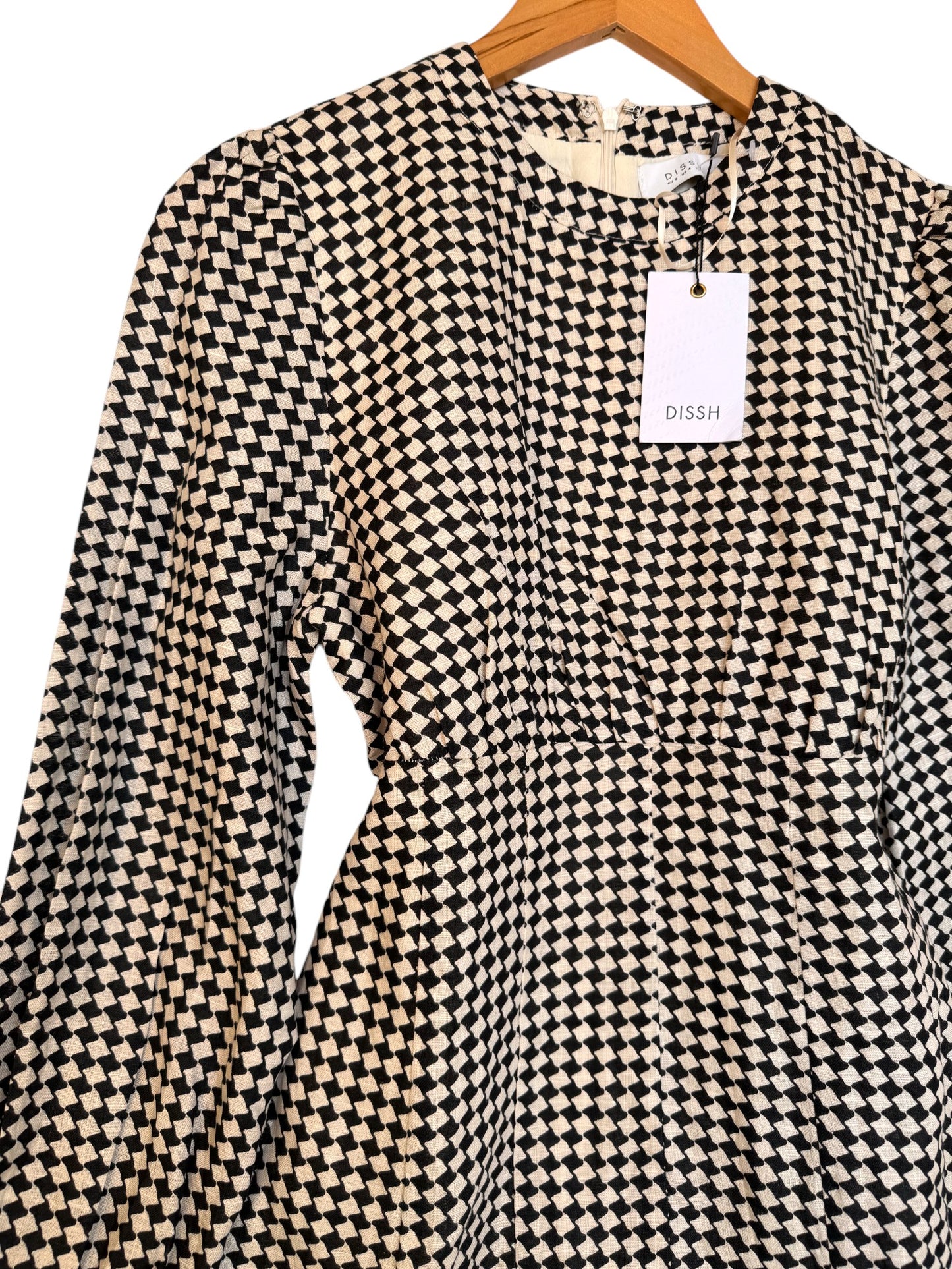 DISSH Gaia Houndstooth Linen Cocktail Dress – Timeless Elegance & Luxury