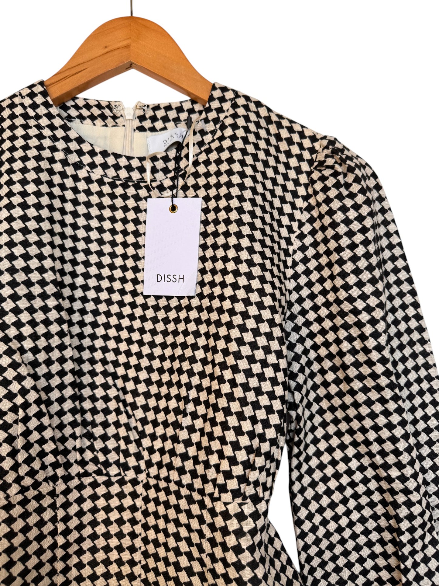 DISSH Gaia Houndstooth Linen Cocktail Dress – Timeless Elegance & Luxury