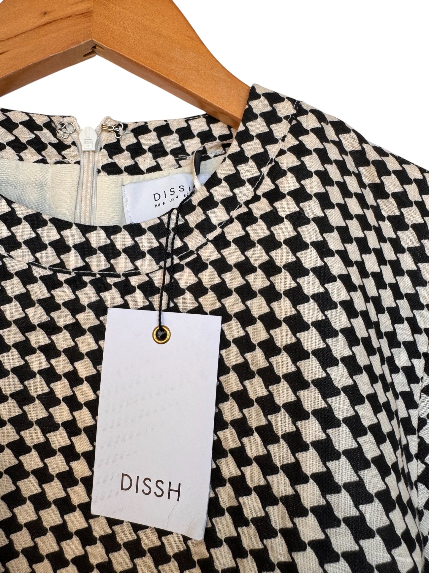 DISSH Gaia Houndstooth Linen Cocktail Dress – Timeless Elegance & Luxury
