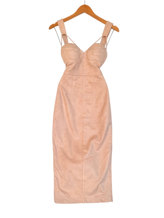 Sheike Nude Velvet Bustier Sheath Midi Dress