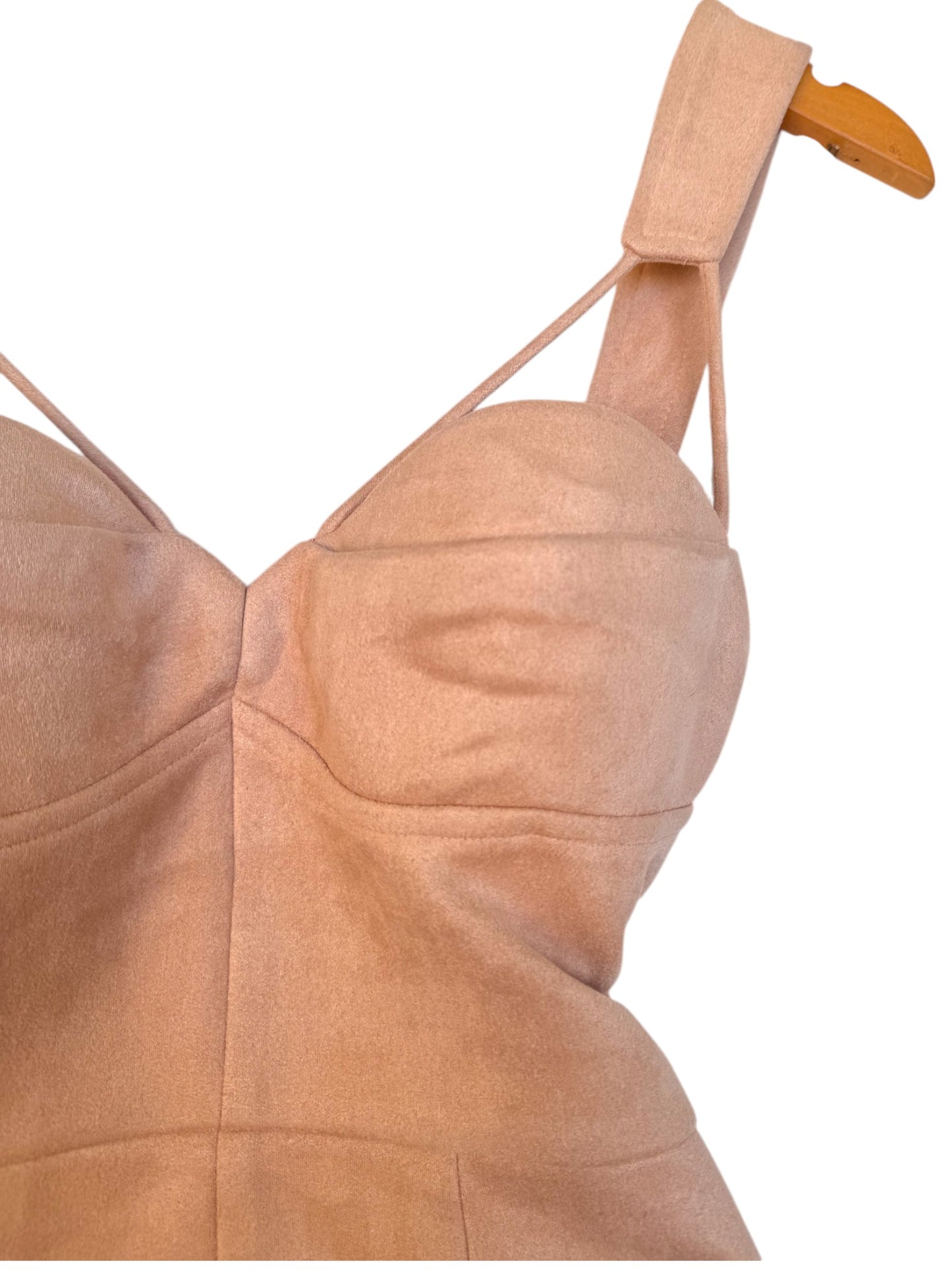Sheike Nude Velvet Bustier Sheath Midi Dress