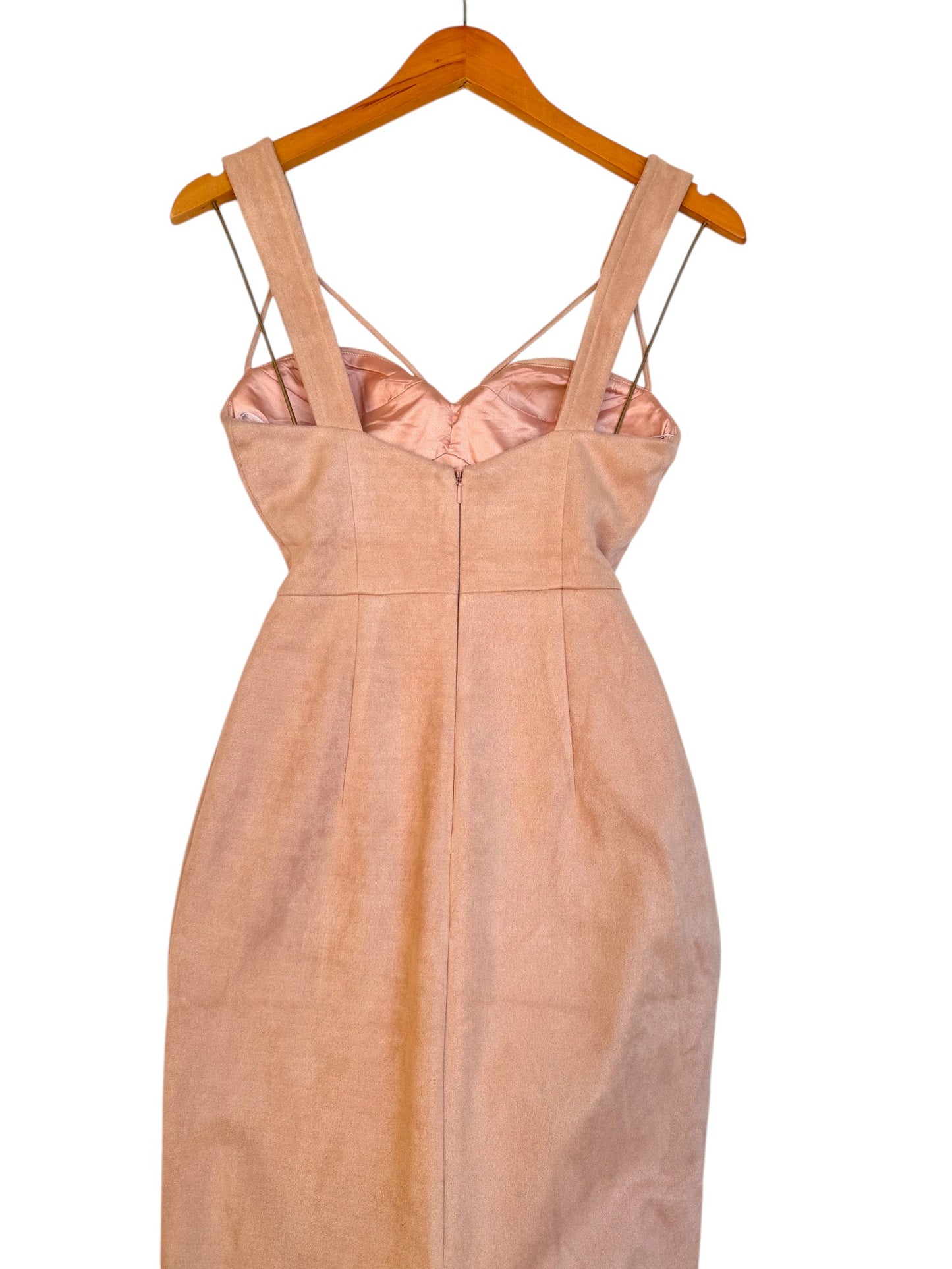 Sheike Nude Velvet Bustier Sheath Midi Dress