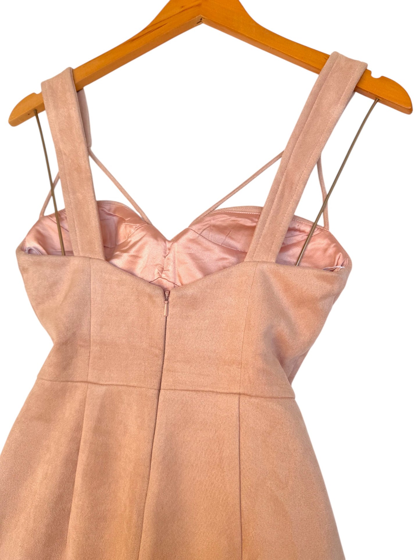 Sheike Nude Velvet Bustier Sheath Midi Dress