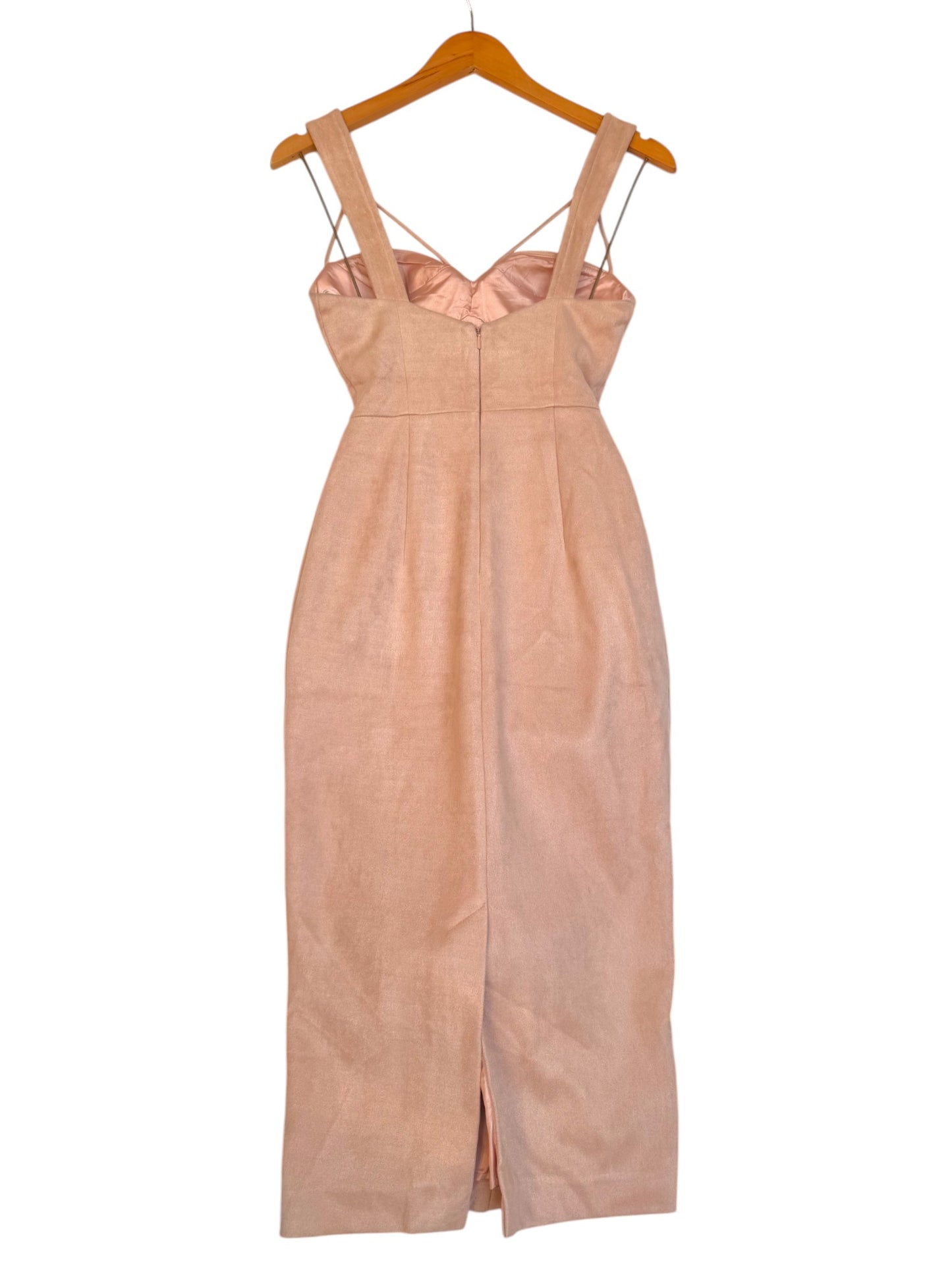 Sheike Nude Velvet Bustier Sheath Midi Dress