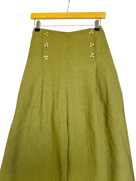 Anko Linen Blend Moss Green Wide-Leg Cropped Pants – Breezy, Stylish & Effortlessly Versatile