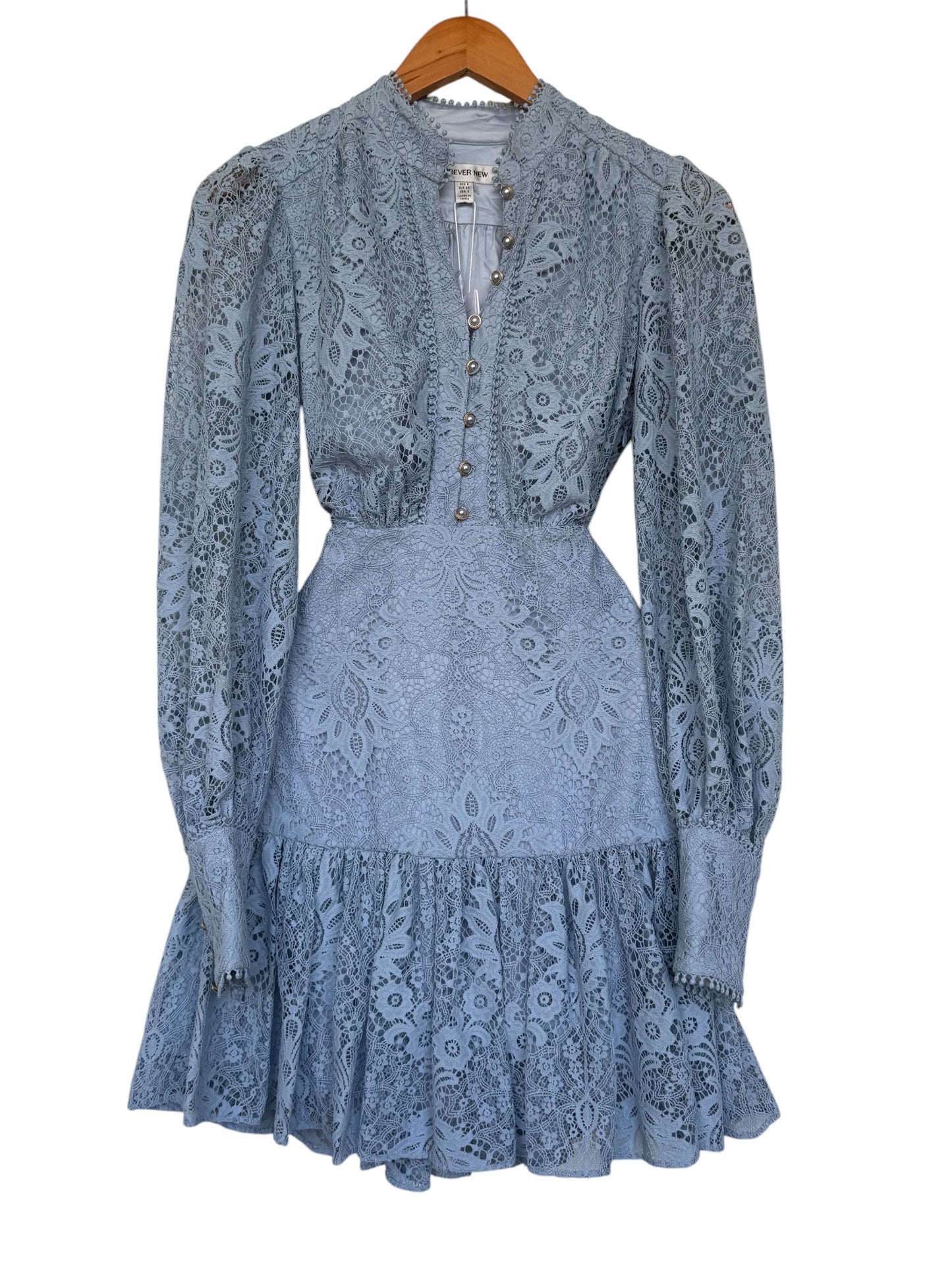 Eden Lace Mini Dress – Dusty Blue | Forever New