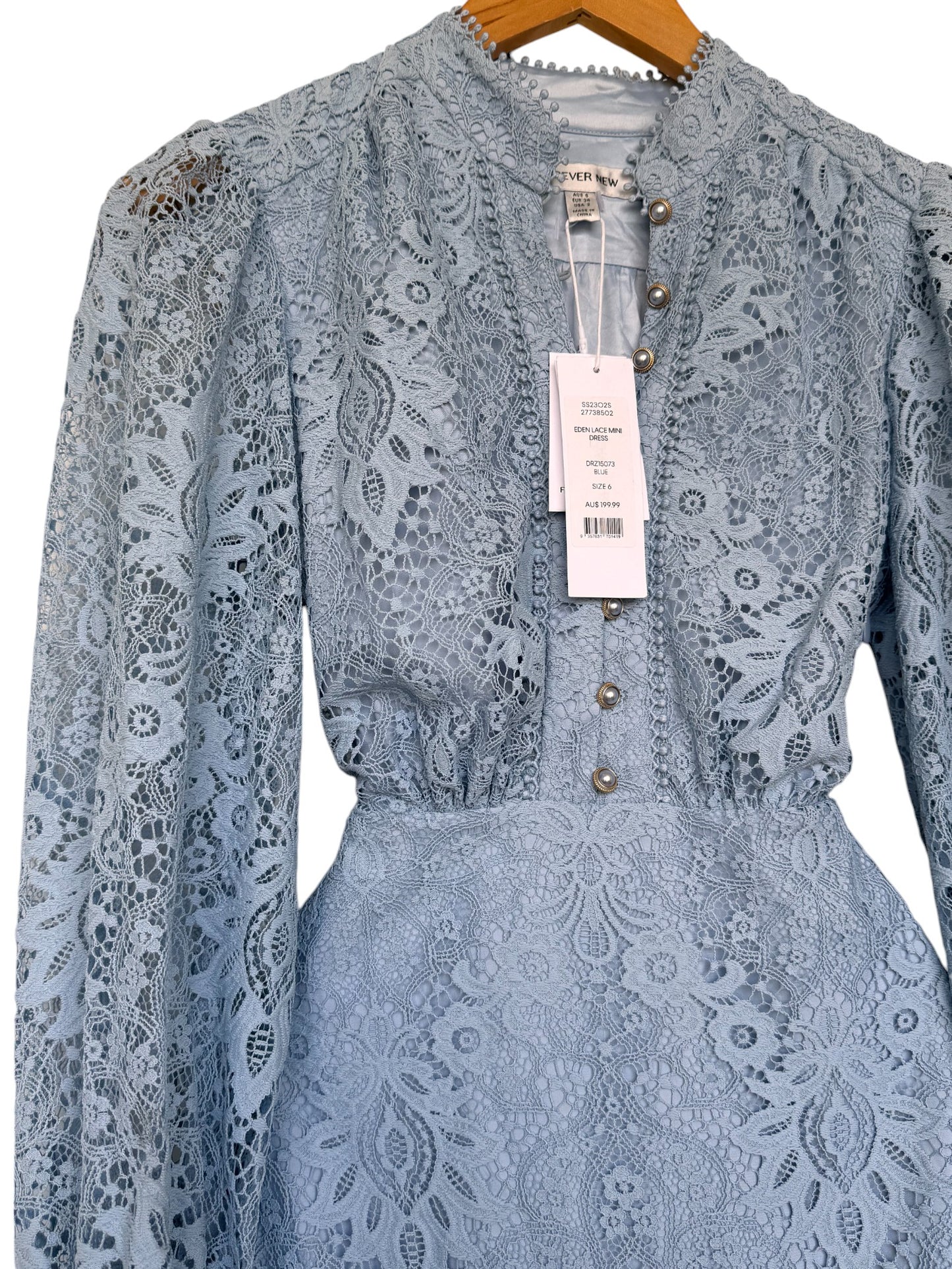 Eden Lace Mini Dress – Dusty Blue | Forever New