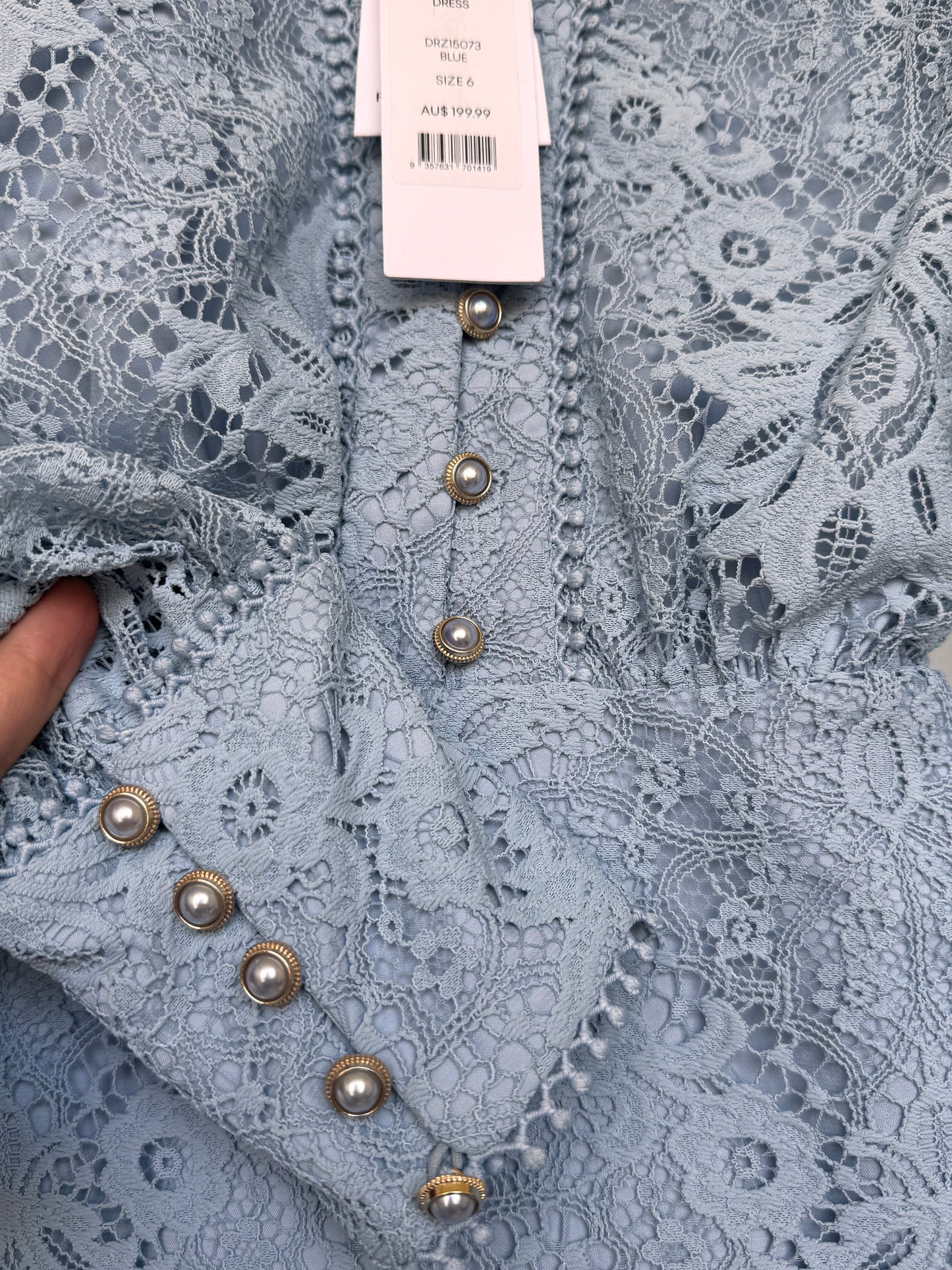 Eden Lace Mini Dress – Dusty Blue | Forever New
