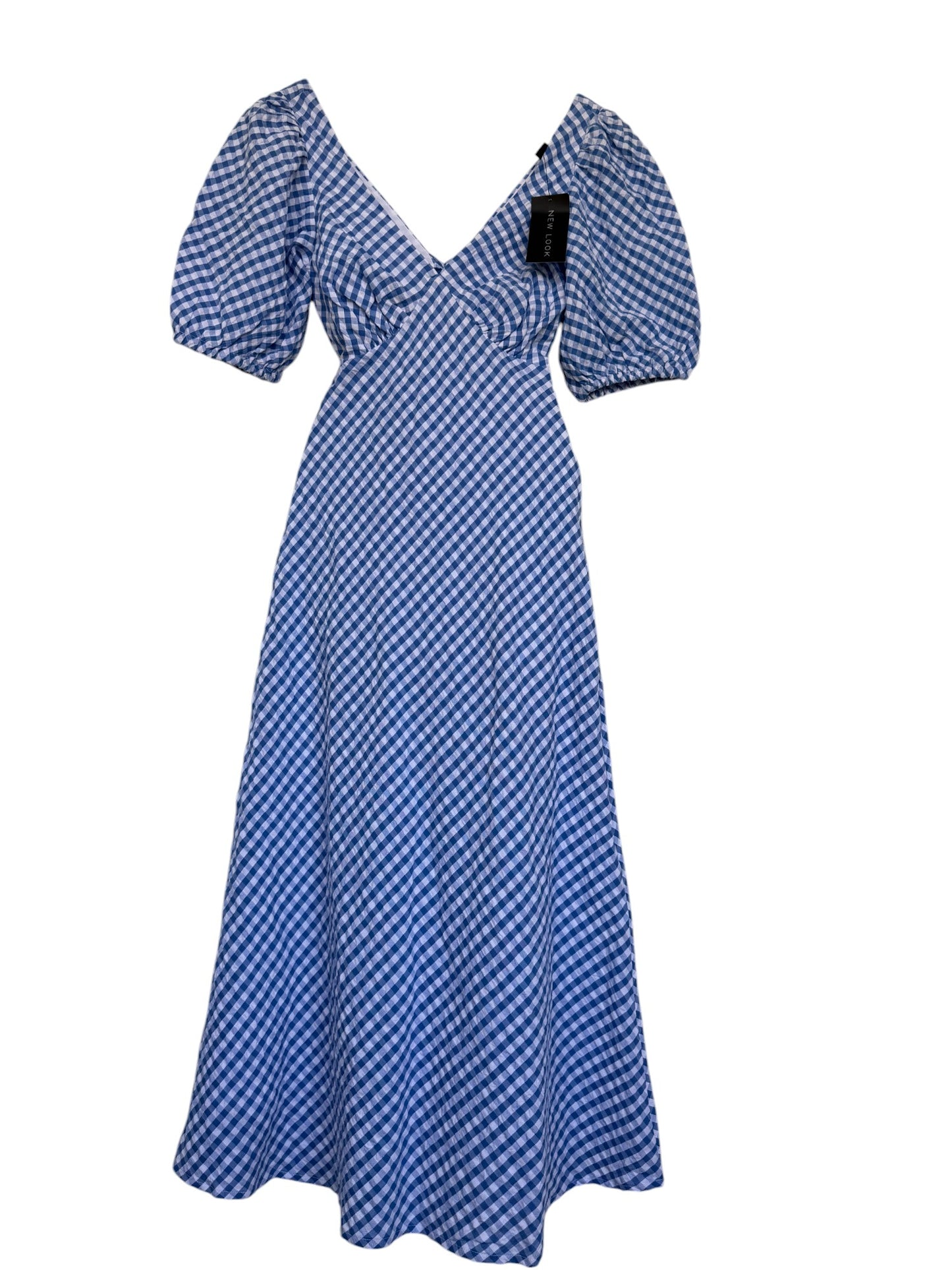 Blue & White Gingham Midi Tea Dress