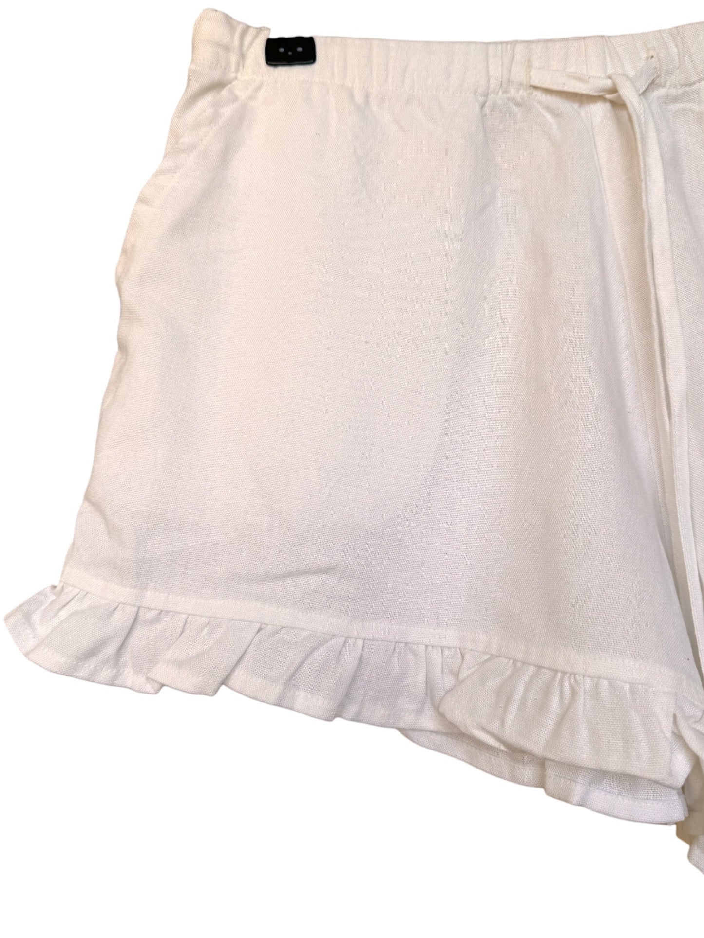 White Linen Lounge Shorts – Adjustable Waist Tie