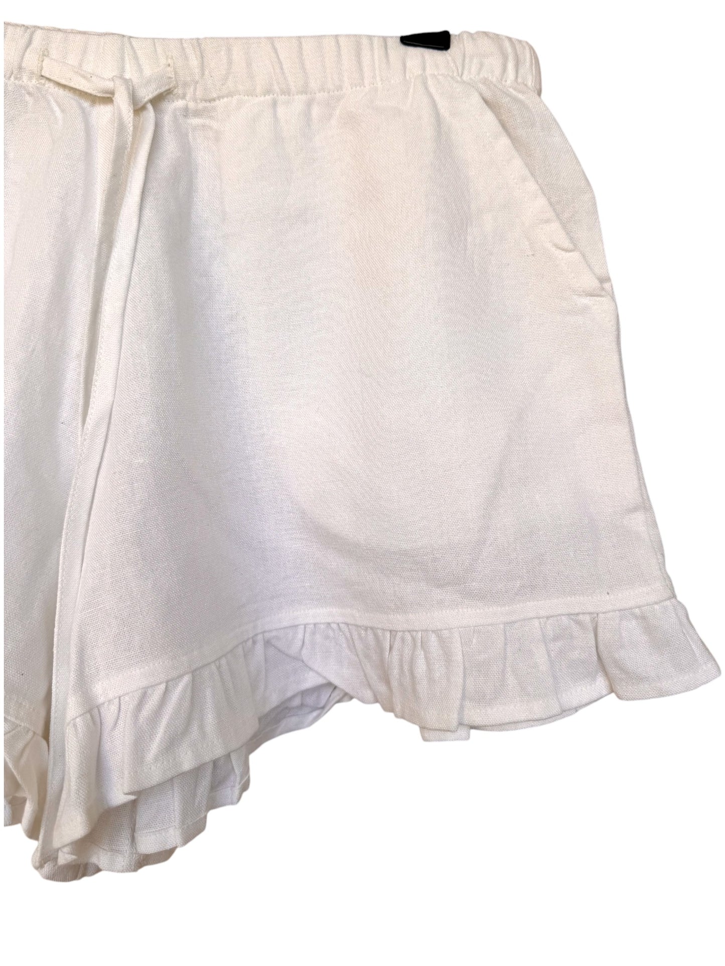 White Linen Lounge Shorts – Adjustable Waist Tie
