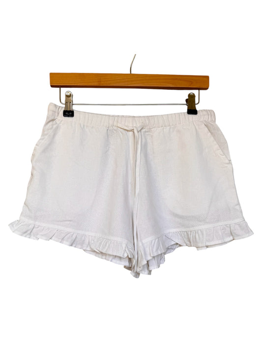 White Linen Lounge Shorts – Adjustable Waist Tie