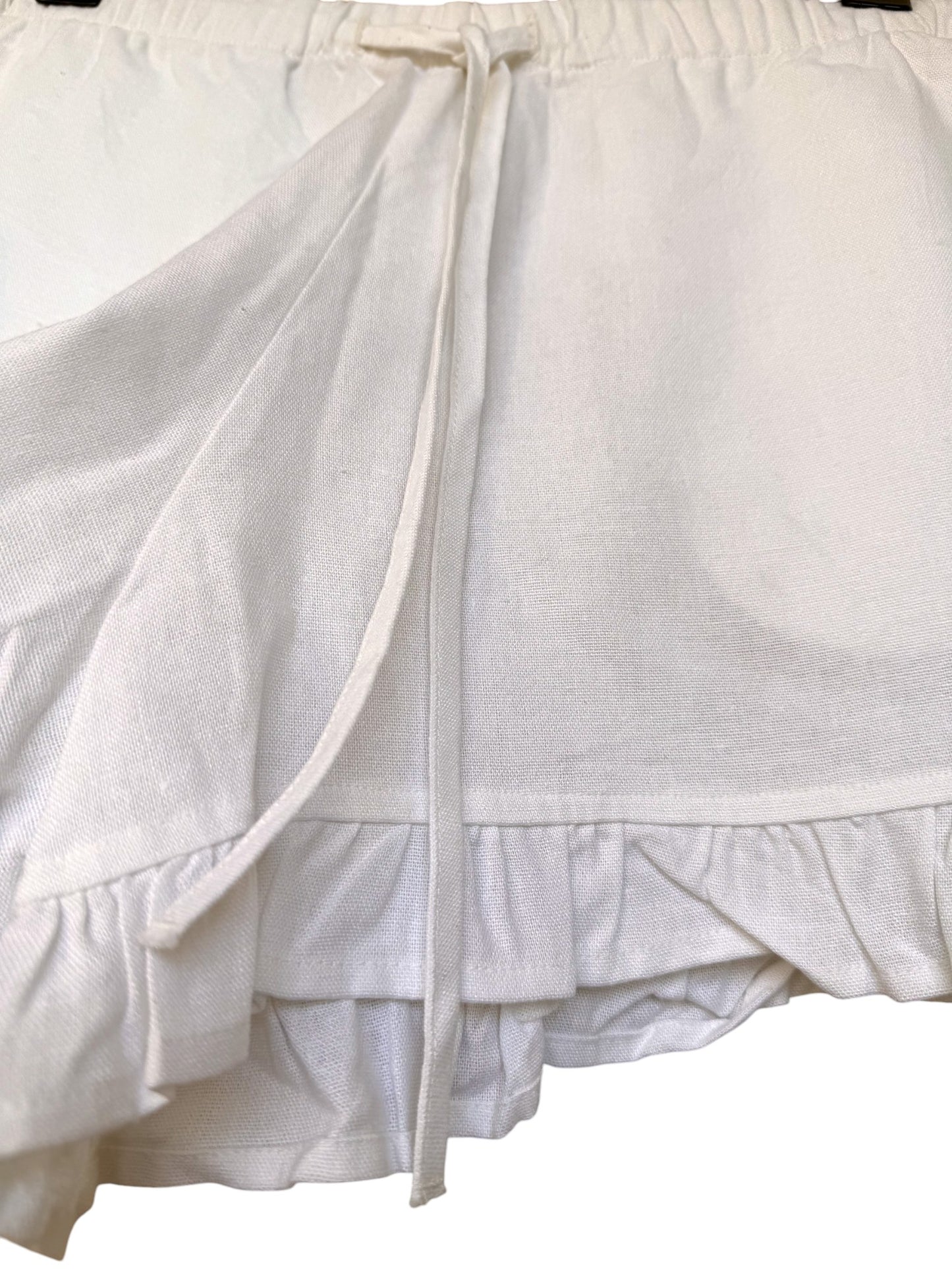 White Linen Lounge Shorts – Adjustable Waist Tie