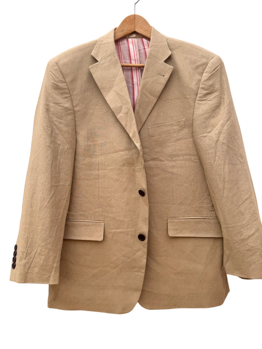 VUNIC Men’s Camel Linen Tailored Jacket – Lightweight Classic for Smart Styling