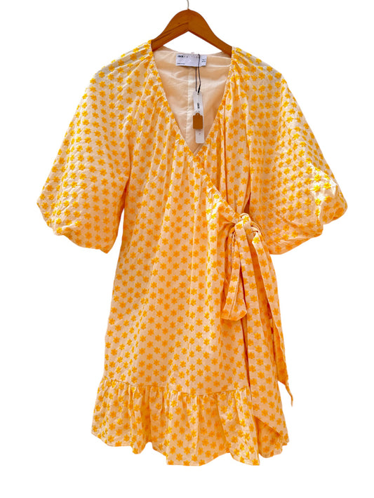 ASOS EDITION Embroidered Daisy Cotton Wrap Mini Dress