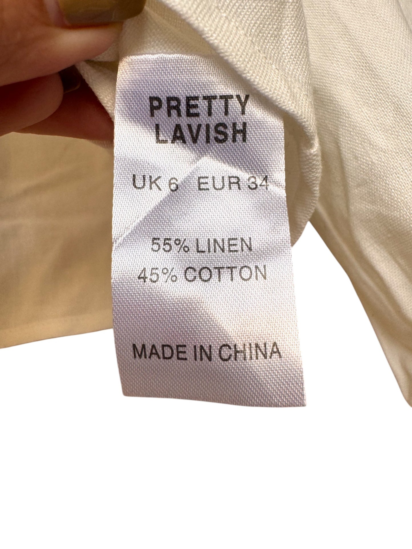 Pretty Lavish White Linen Front Bow Balloon Sleeve Top