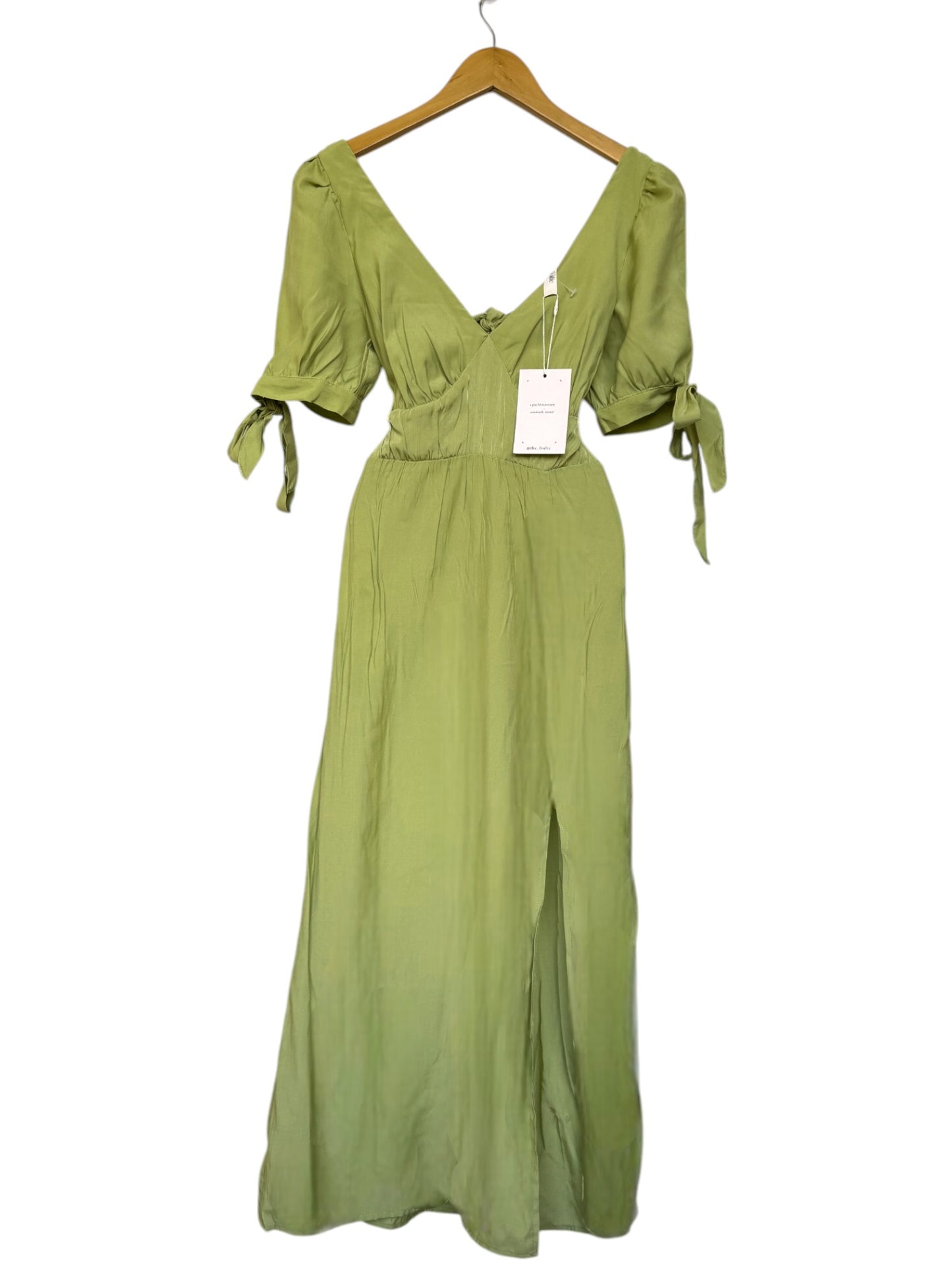The Frolic Light Green Midi Dress – Elegant & Feminine