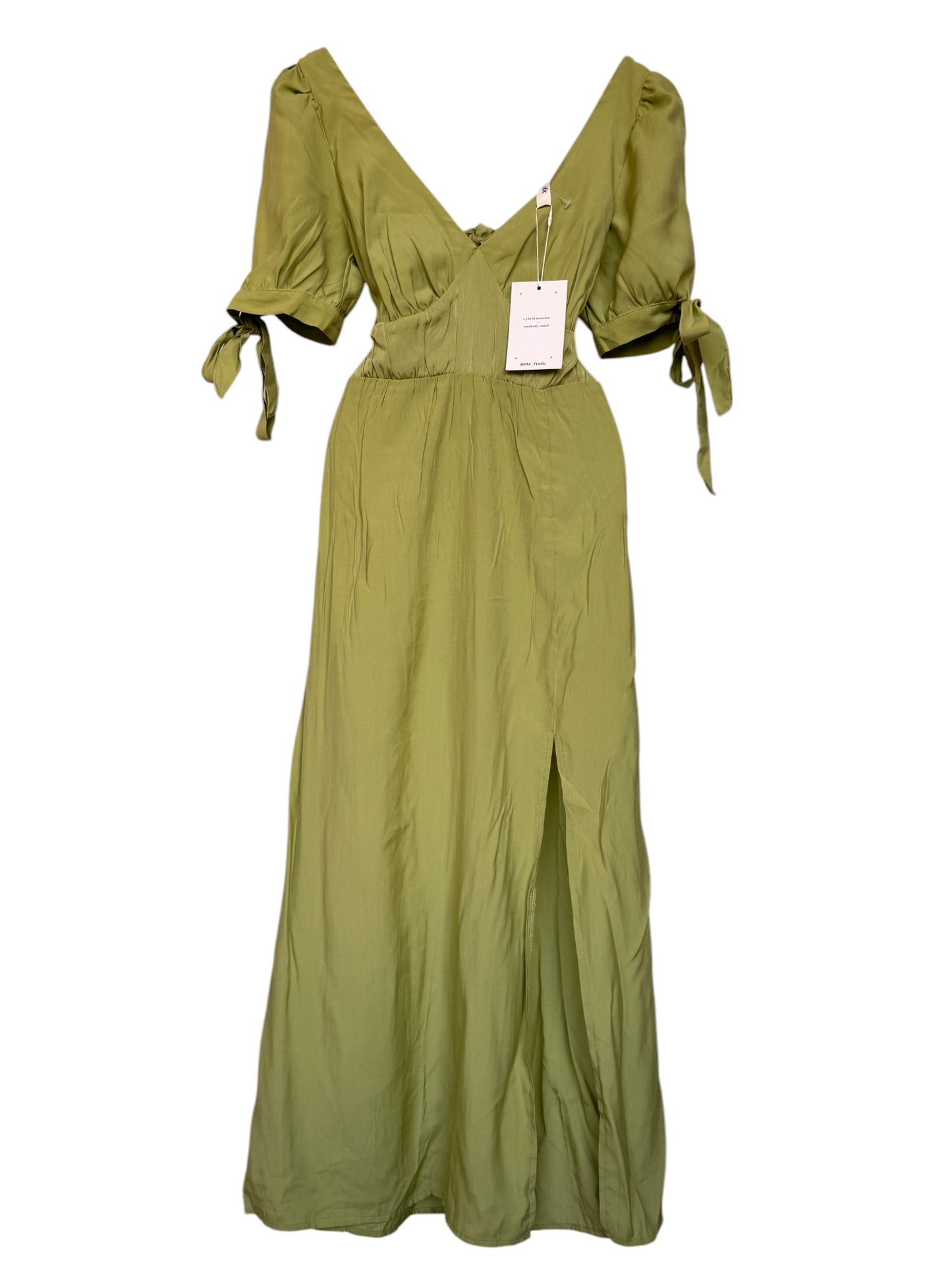 The Frolic Light Green Midi Dress – Elegant & Feminine