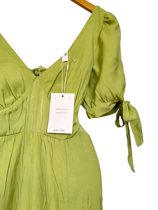 The Frolic Light Green Midi Dress – Elegant & Feminine