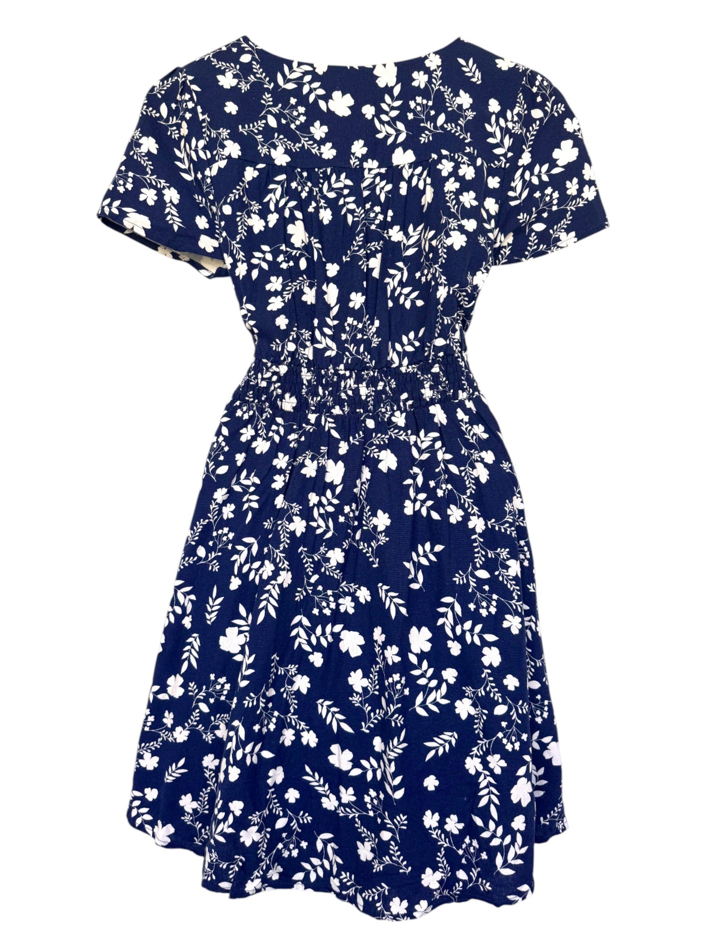 Dotti Navy Blue & White Floral Dress – Chic & Versatile