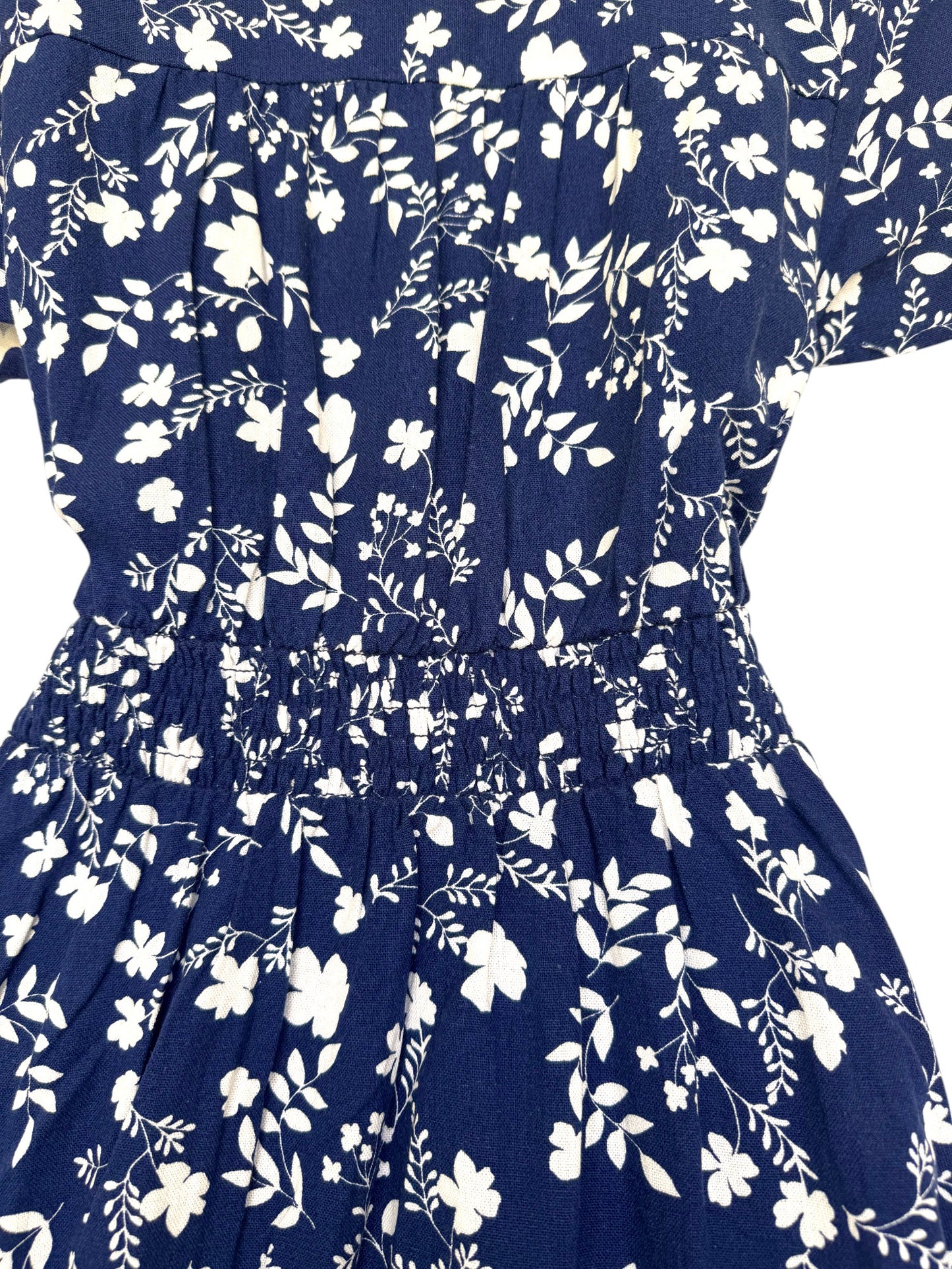 Dotti Navy Blue & White Floral Dress – Chic & Versatile