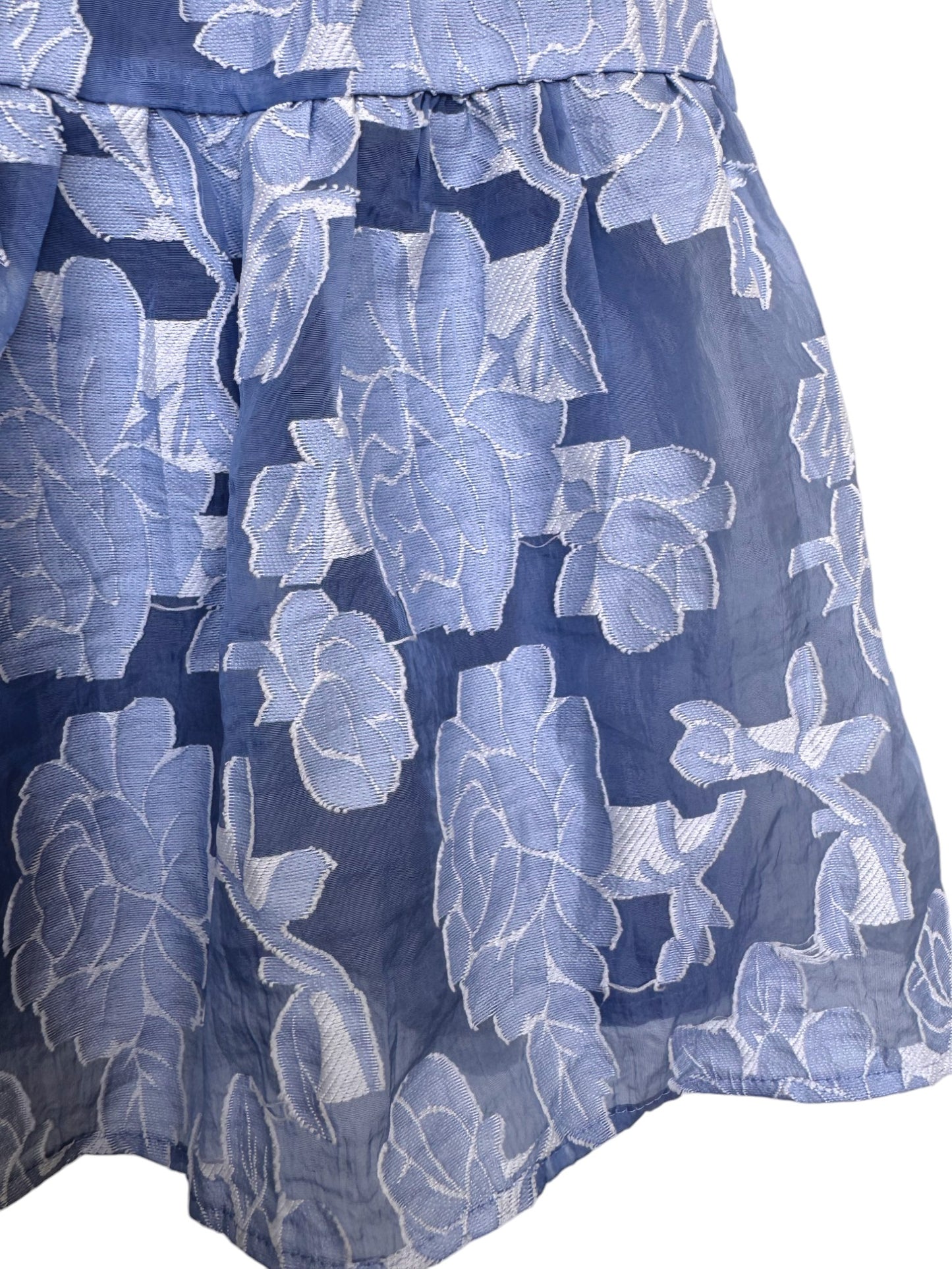 Valle'ygirl Light Blue Floral Patch Puff Sleeve Dress