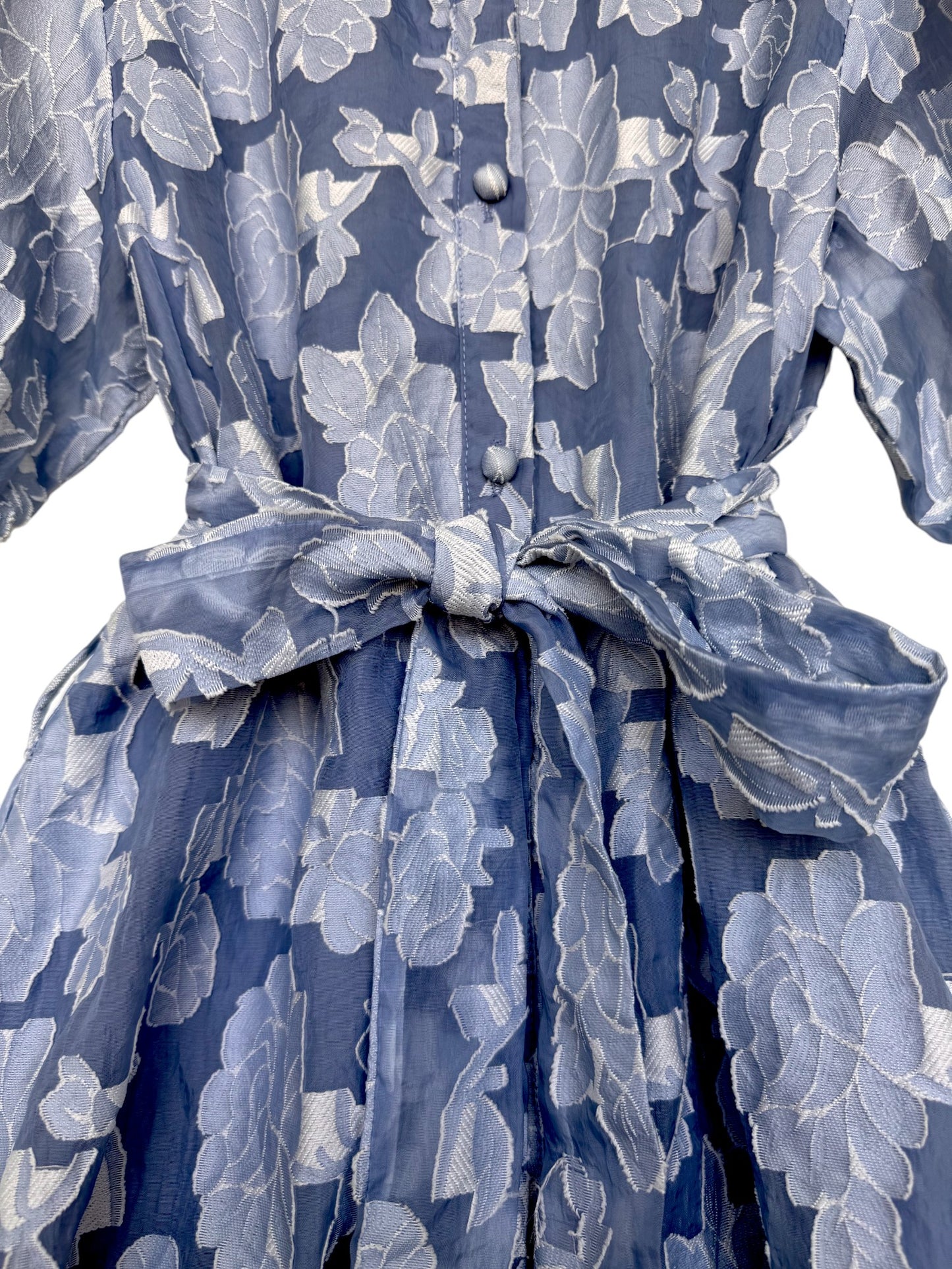 Valle'ygirl Light Blue Floral Patch Puff Sleeve Dress
