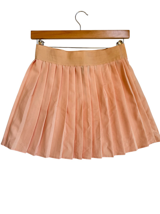 Factorie Salmon Pink Pleated Mini Skirt – Stretch Waist & Flowy Fit
